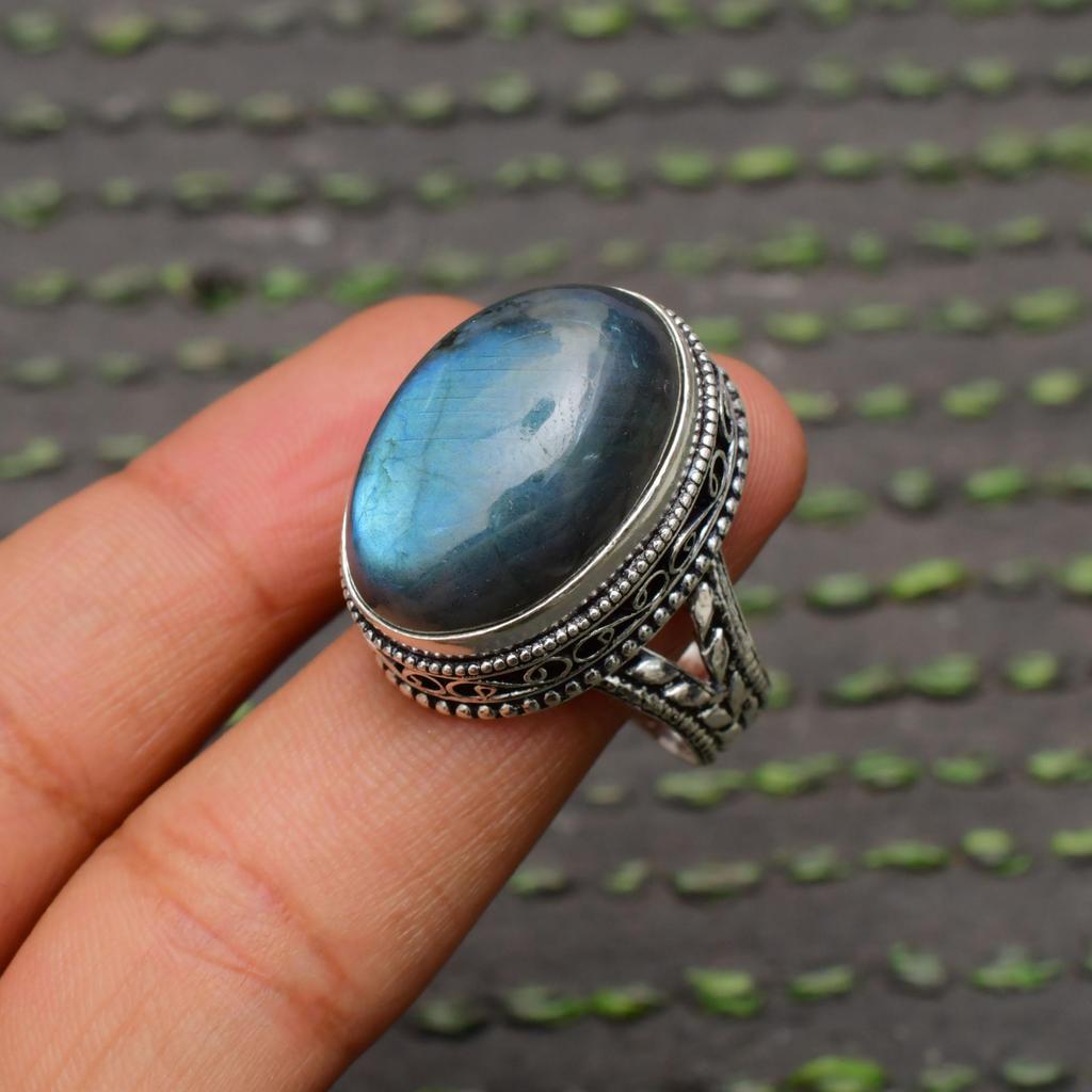 Labradorite Gemstone Handmade 925 Sterling Silver Jewelry Ring All Size