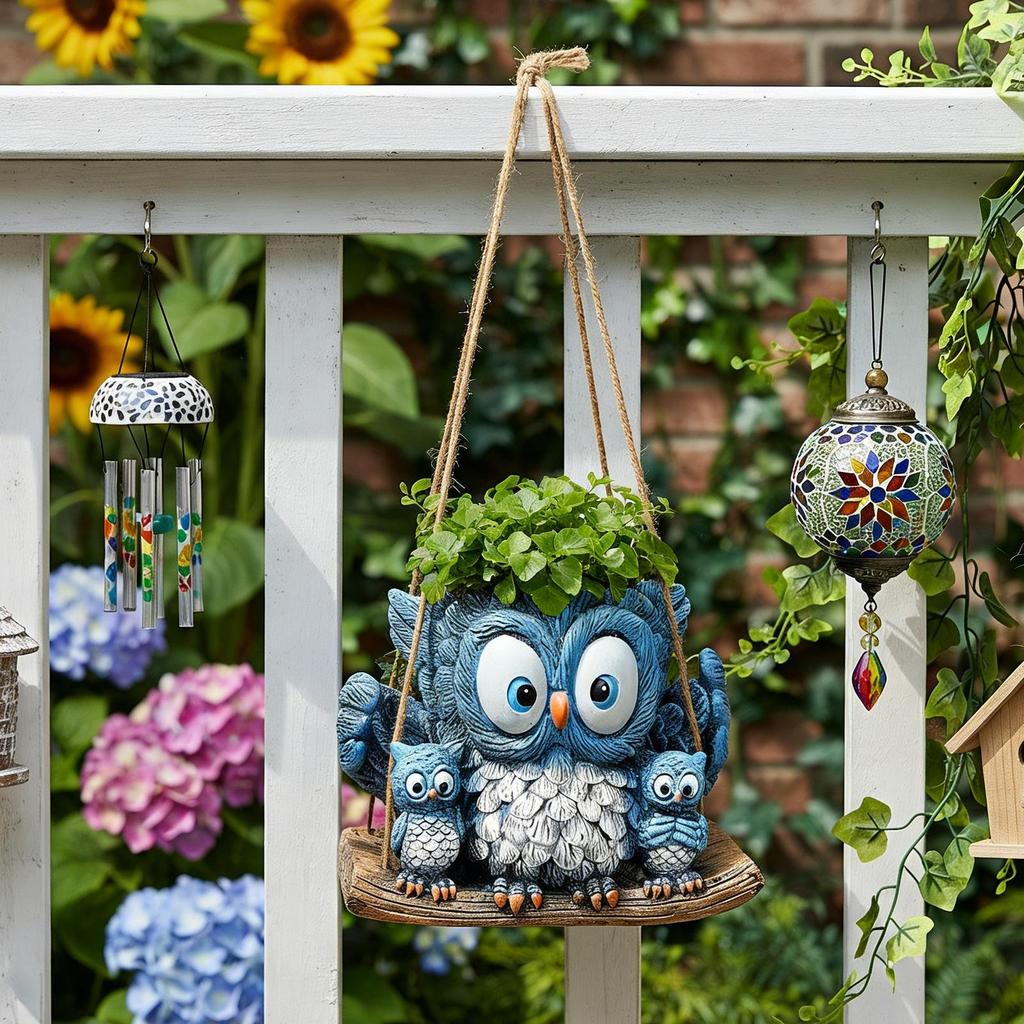 Plant Pots Cute Owl Resin Flowerpot Wall Planter for Indoor Plants for Home Kitchen Window Outdoor Garden Patio Orchid Fern