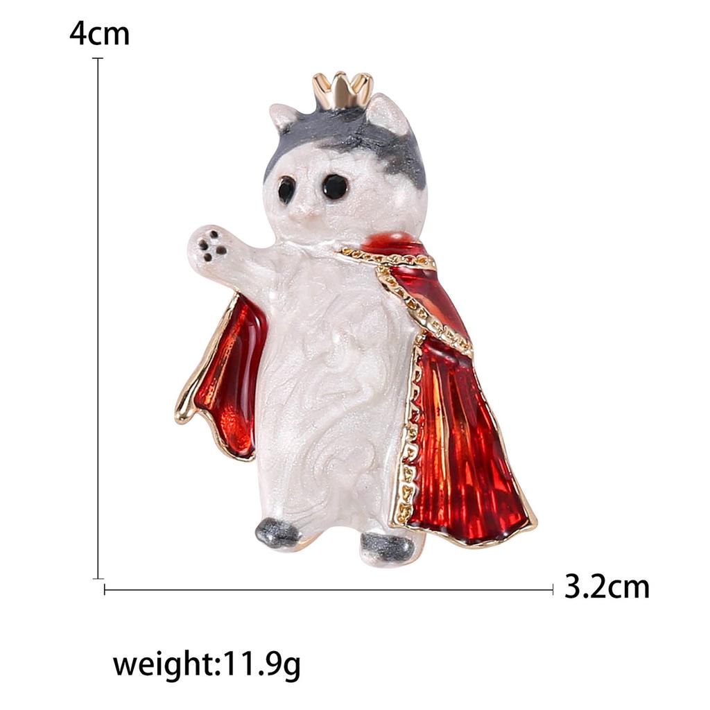 Creative Fashion Enamel Oil Dripping Crown Cloak Kitten Brooch, Alloy Animal Pin
