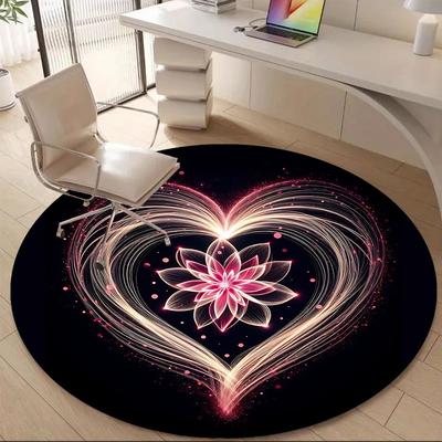1 Stück Herzblüte Büro Runder Teppich, Innenmatte Geeignet Für Büro, Unter Bürostühlen Schlafzimmer Wohnzimmer Heimdekoration, Raumdeko, T140