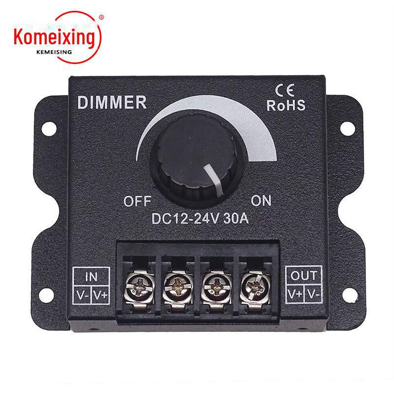 Stepless LED Dimmer Switch: DC12V-24V, 30A Brightness Control Knob