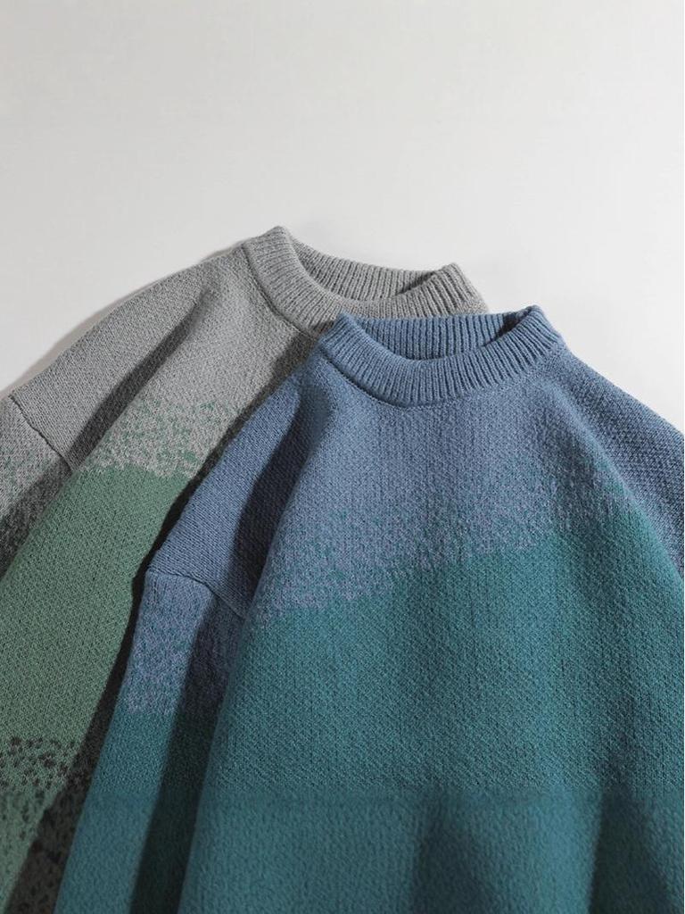 Men's High Street Gradient Sweater - Loose Knitwear for Autumn/Winter
