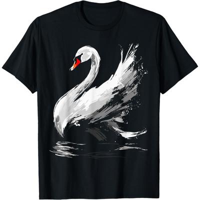 Swan Abstract Bird Art Animal Drawing Motif Swan T-Shirt
