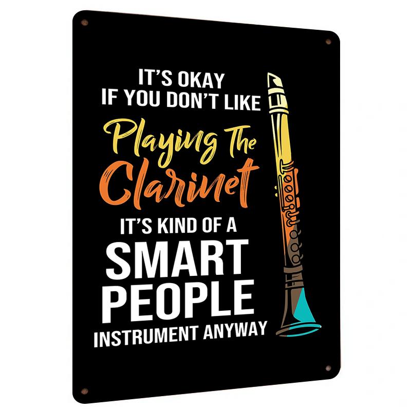 

Clarinet Player Gift Smart People Instrument Metal Wall Art Decor for Music Lovers 20x30cm（7.8x11.8inch）