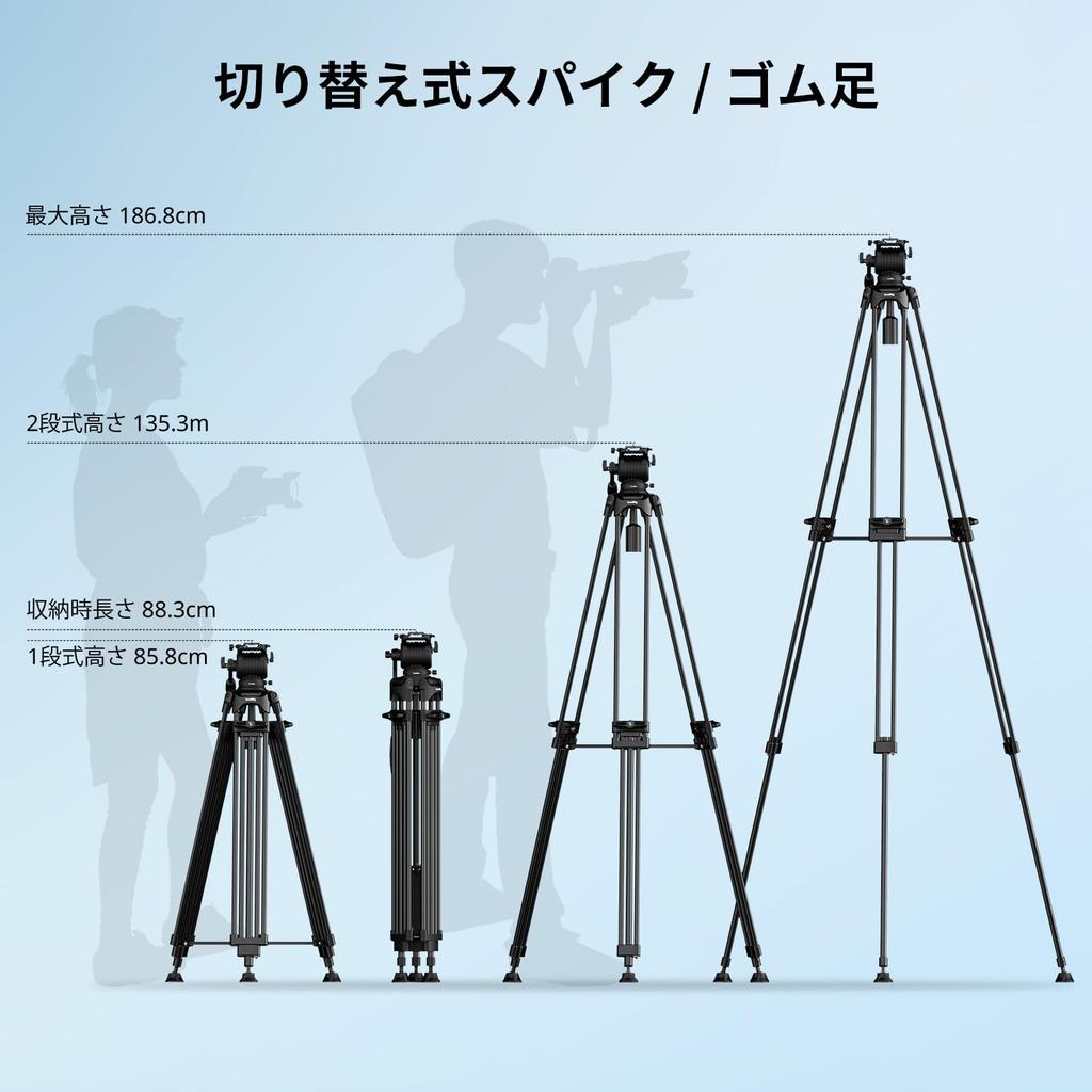 SmallRig FSD14 FreeSpeed Aluminum Alloy Video 187cm Camera Tripod with Manfrotto Fluid Quick 75mm Ball Maximum Load Capacity of Approximately