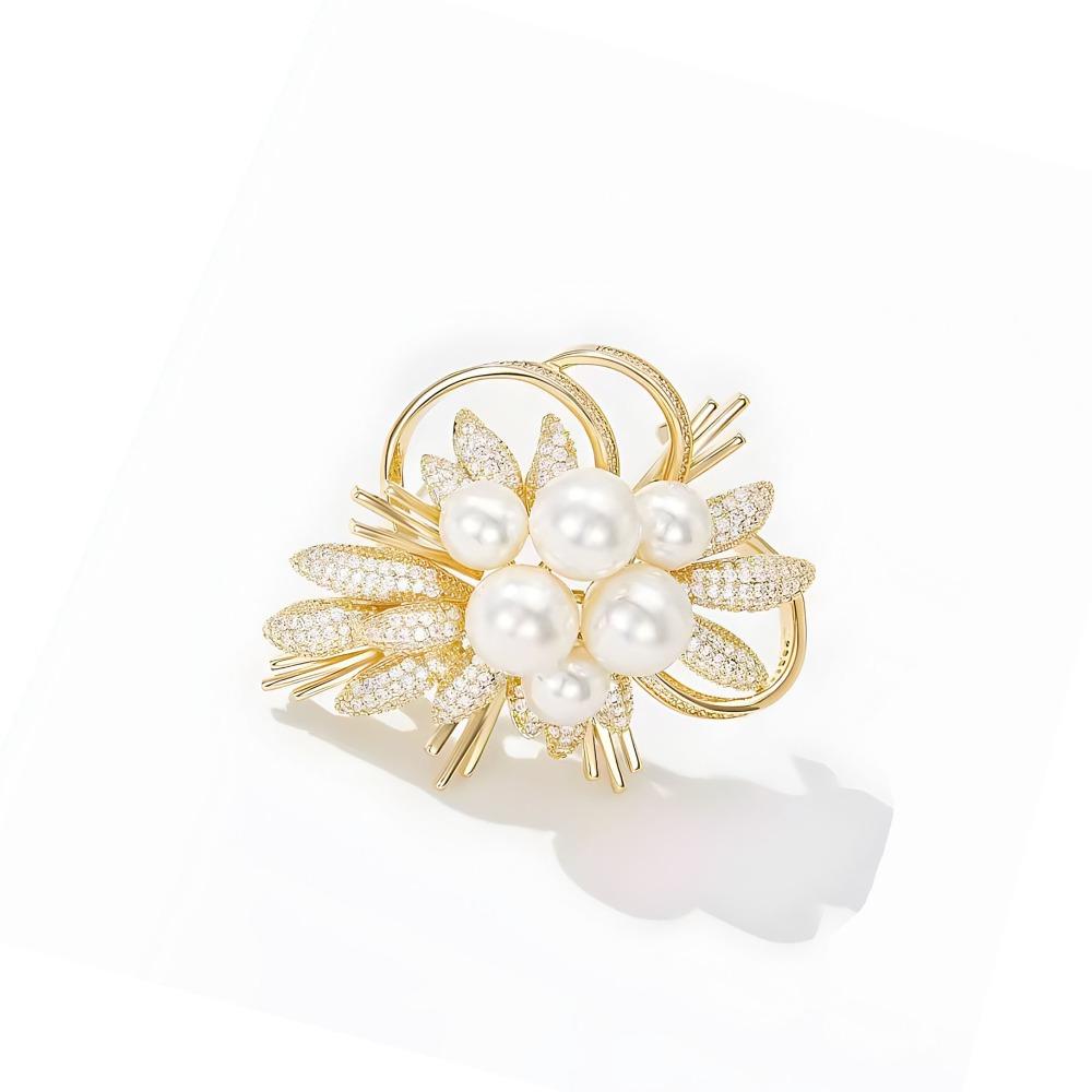 Luxuriöse, atmosphärische Brosche, exquisite, funkelnde Diamant-Perlenbrosche, Nischen-Premium-Design, Pin, Temperament-Accessoires