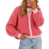 Cardigan lavorato a maglia a righe da donna con scollo rotondo, maglione casual a cappotto