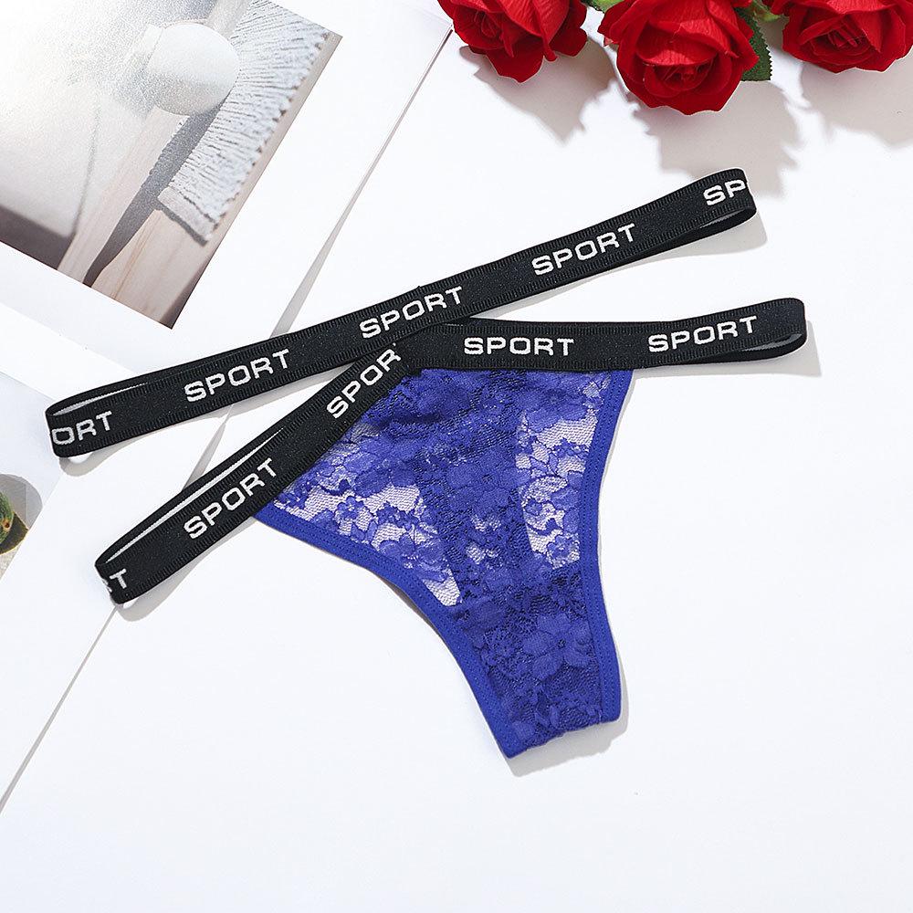 

Сексуальные кружевные прозрачные трусики-стринги с высоким разрезом и перекрестным поясом 9003 Large синий