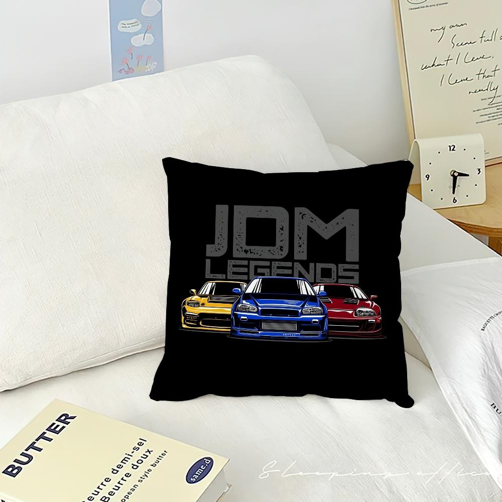 Japanese Cars Cushion Cover Living Room Headboard Bedroom Office Cushion Cushion Sofa Nap Time J-Jdm G-GTR Sports Pillow Case