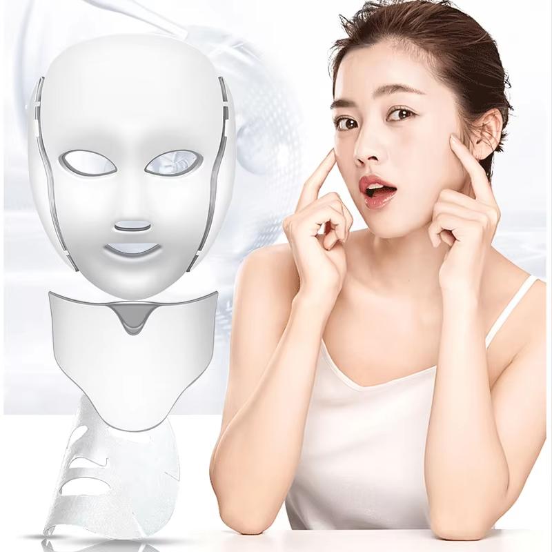 7 Colors LED Facial & Neck Mask - Skin Rejuvenation, Anti-Acne, Whitening, Shrink Pores - For Salon/SPA/Home Use
