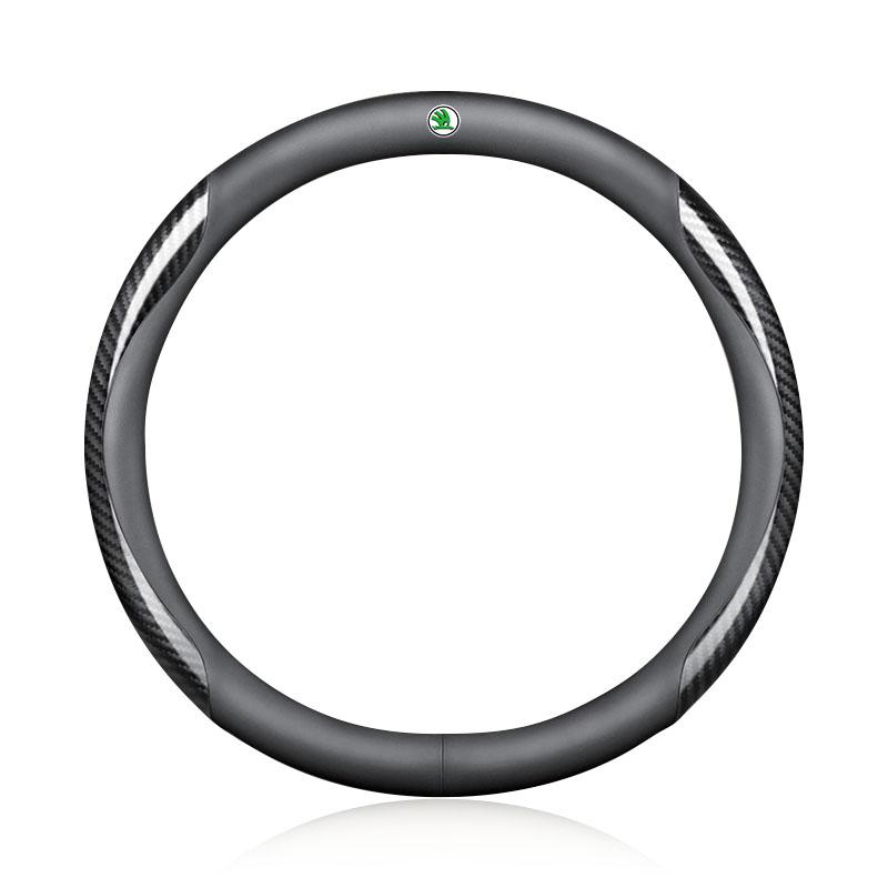 

Автомобильная замшевая кожа из углеродного волокна Чехол на руль Нескользящий для Skoda S Fabia 1 2 A4 A5 Octavia A7 RS Superb Rapid Yeti Karoq Vision чёрный