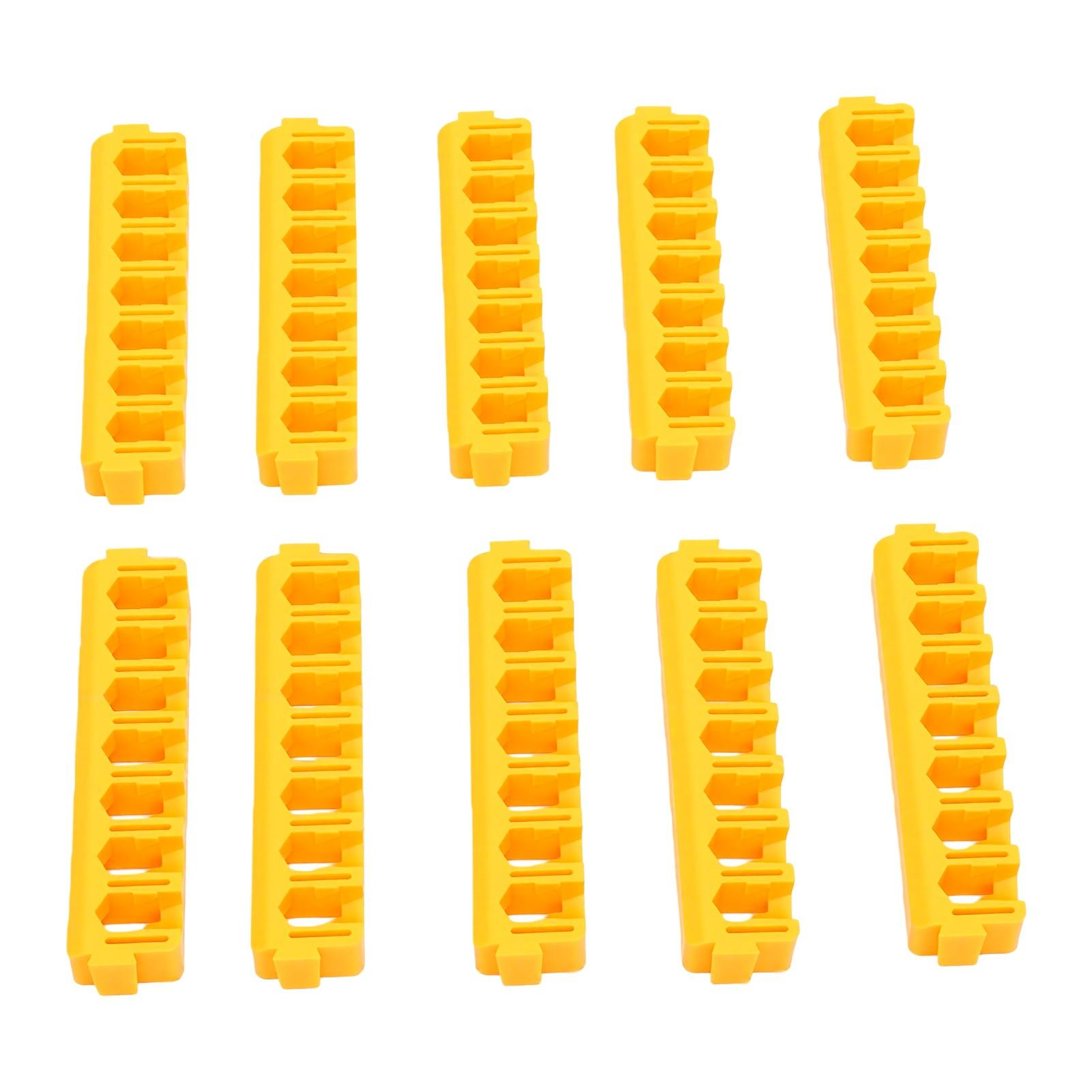 10PCS Bande Support pour Forets à 7 Trous Support Fixe pour Embouts de Vissage et Forets 75x16.7mm Narrow Yellow