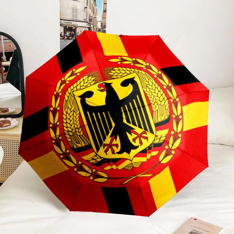 Eagle Emblem Of Germany Automatic Folding Umbrella - 8-Rib Travel Umbrella with Auto Portable Case, Ideal Gift for Birthdays