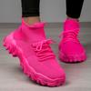 Women's High Top Socks, Sports Shoes, Solid Color Knitted Sleeves, Breathable Outdoor Walking Sports Shoes