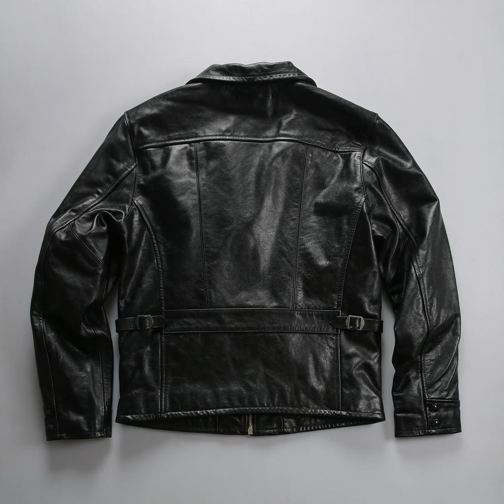 Vintage locomotive vegetable tanned cowhide jacket first layer cowhide men's short leather leather jacket American jacket