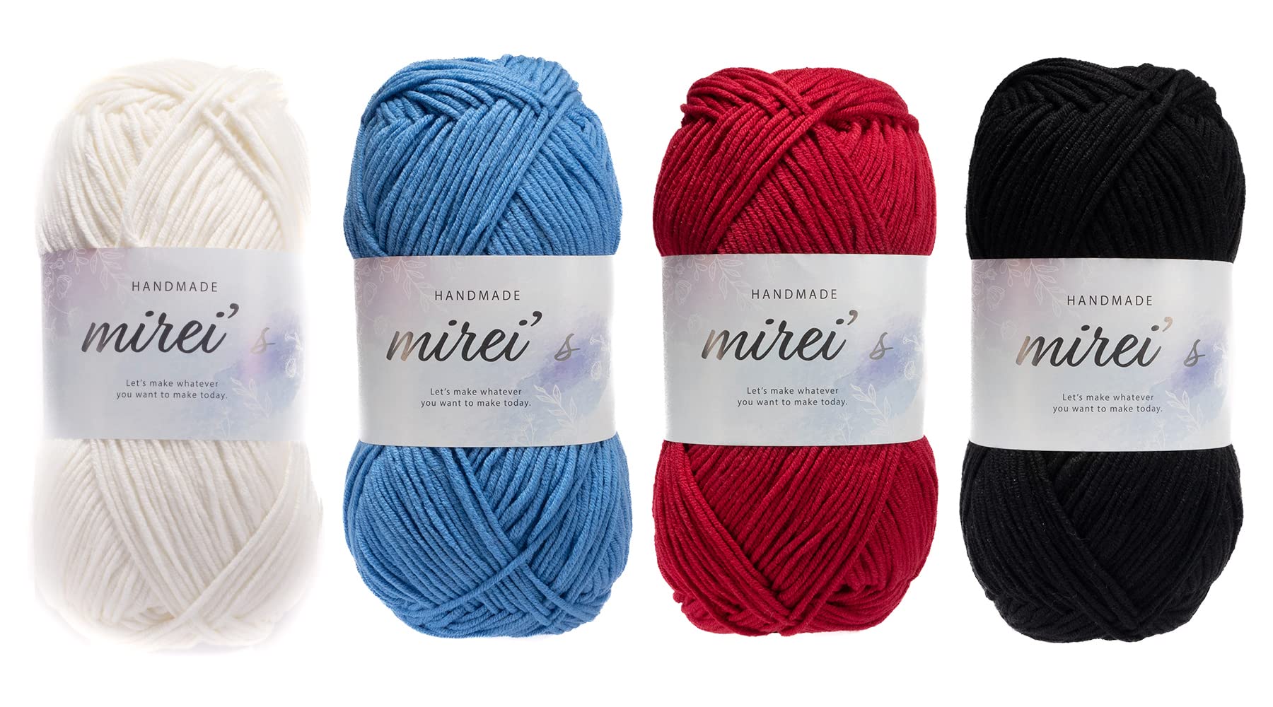 

Millais Cotton Medium for Crochet and Knitting Yarn, Weight, 4-Color Set, Approx. 100g/210m Ball, (Mature)