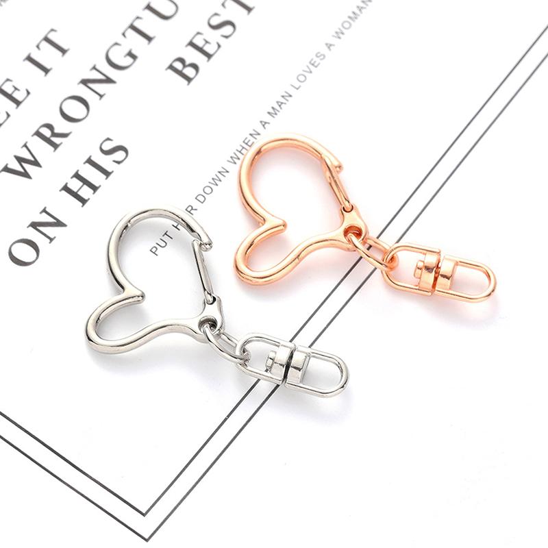 10Pcs Coração Oco Chaveiro Chaveiro Chaveiro Acessórios DIY Fecho Lagosta