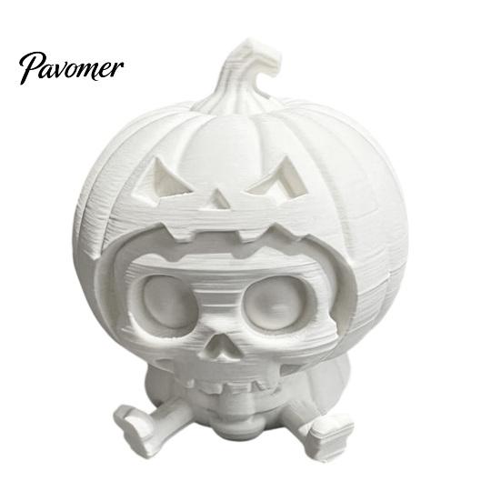 Niche Halloween Tabletop Decor Pumpkin Skull Ornament, Hollow Ghost Face Design, 3D Printed Unique Detailed Layered Figurine, for Desktop Display And