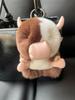 Cute Real Rex Rabbit Fur Cow Keychain Korean Ins Style Fluffy Fur Pendant Plush Doll Bag Charm Accessory for Women Girls Gift