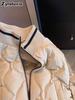 Ripped Diamond Corduroy Puffer Jacket for Women Autumn Winter New Style Girls' Fashion Design Coat Baseball Shirt Casual Versatile