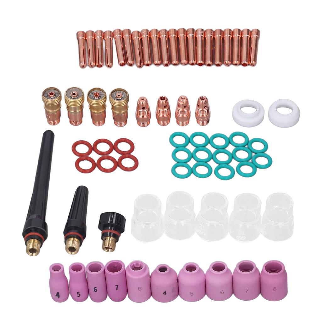 68Pcs TIG Welding Accessory Set Glass Cup Connector Electrode Coil PTFE Front Cover for WP 17 18 26