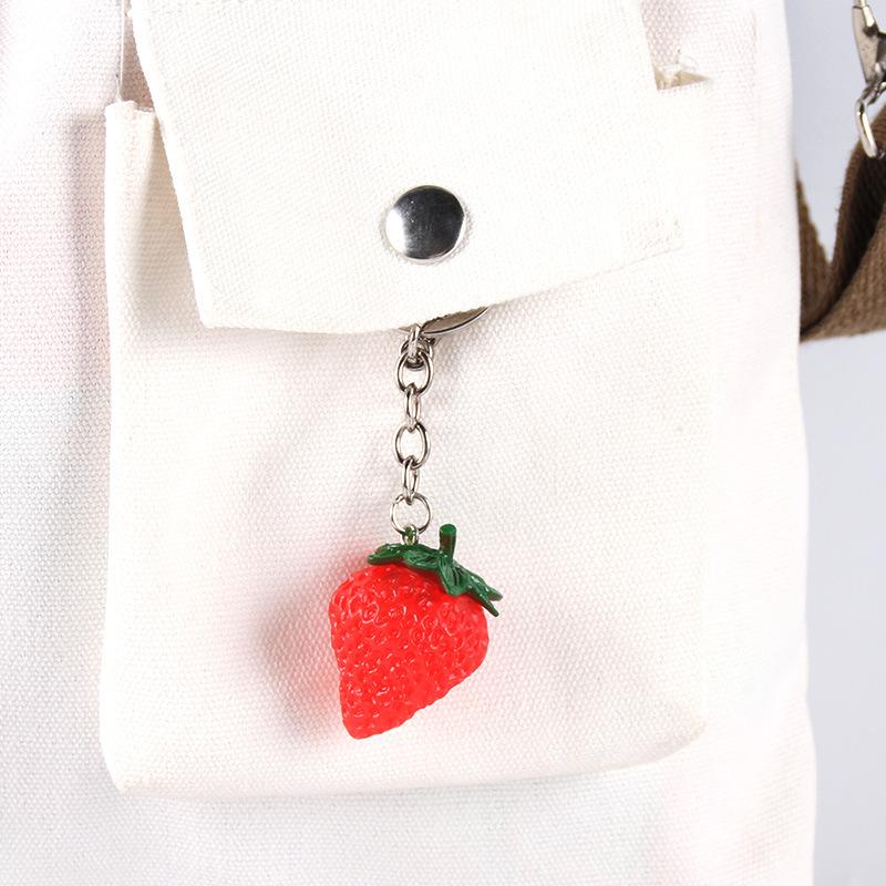 Realistic-Looking New Strawberry Key Chain Creative Food Model Mobile Bag Pendant Key Ring Party Gift Jewelry For Kids Adults Children's Birthday Gift
