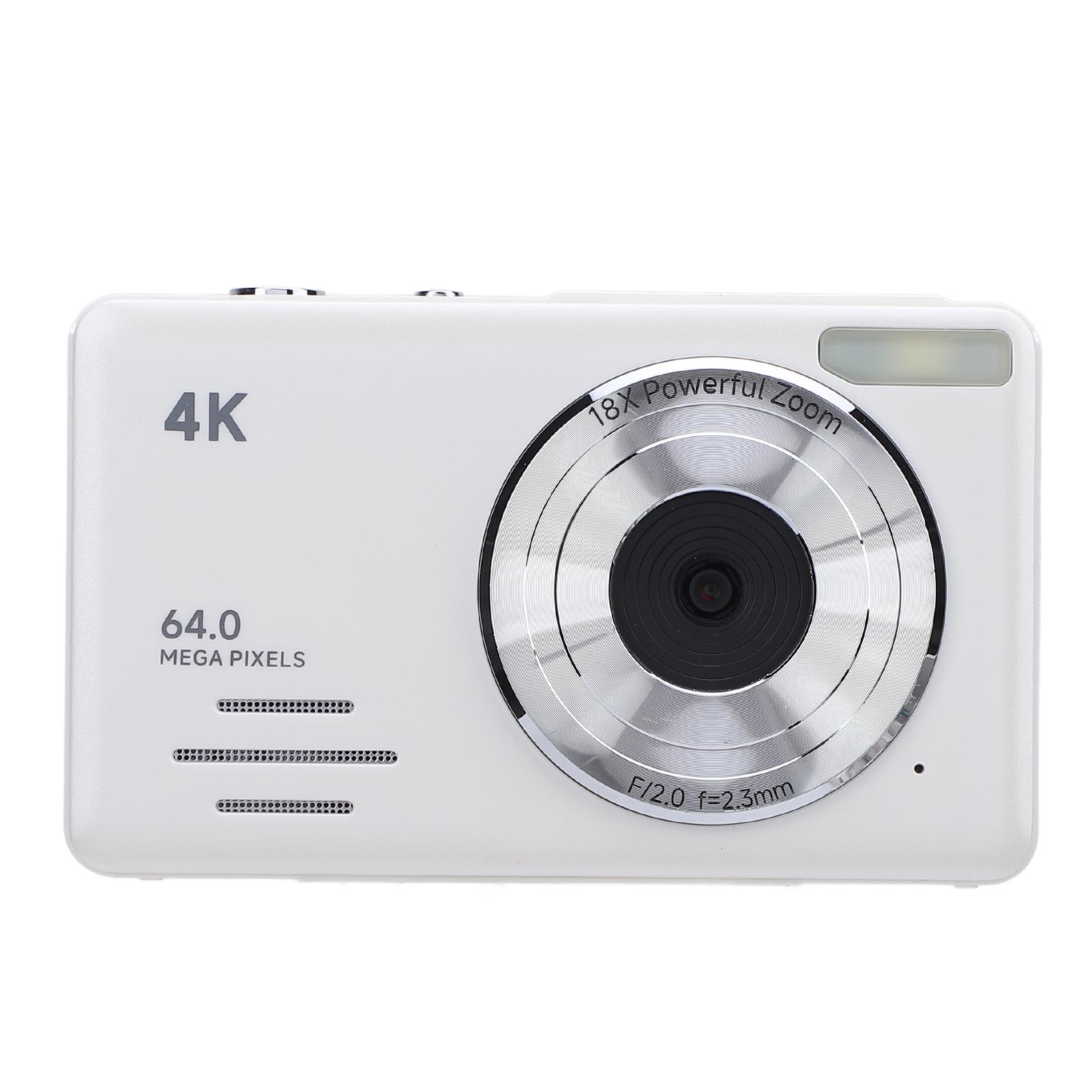 

Цифрова камера 4K 64MP із 18-кратним цифровим масштабуванням, автофокусом Компактна маленька камера Кілька фільтрів білий