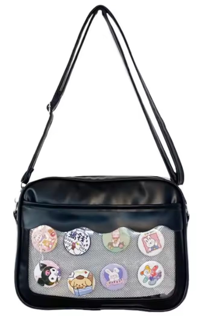 

Oshikatsu Ita Bag Shoulder Bag with Clear Pocket Can Badge and Acrylic Stand Concert Events Otaku Activity Oshikatsu Black Mini Shoulder Bag with чорний