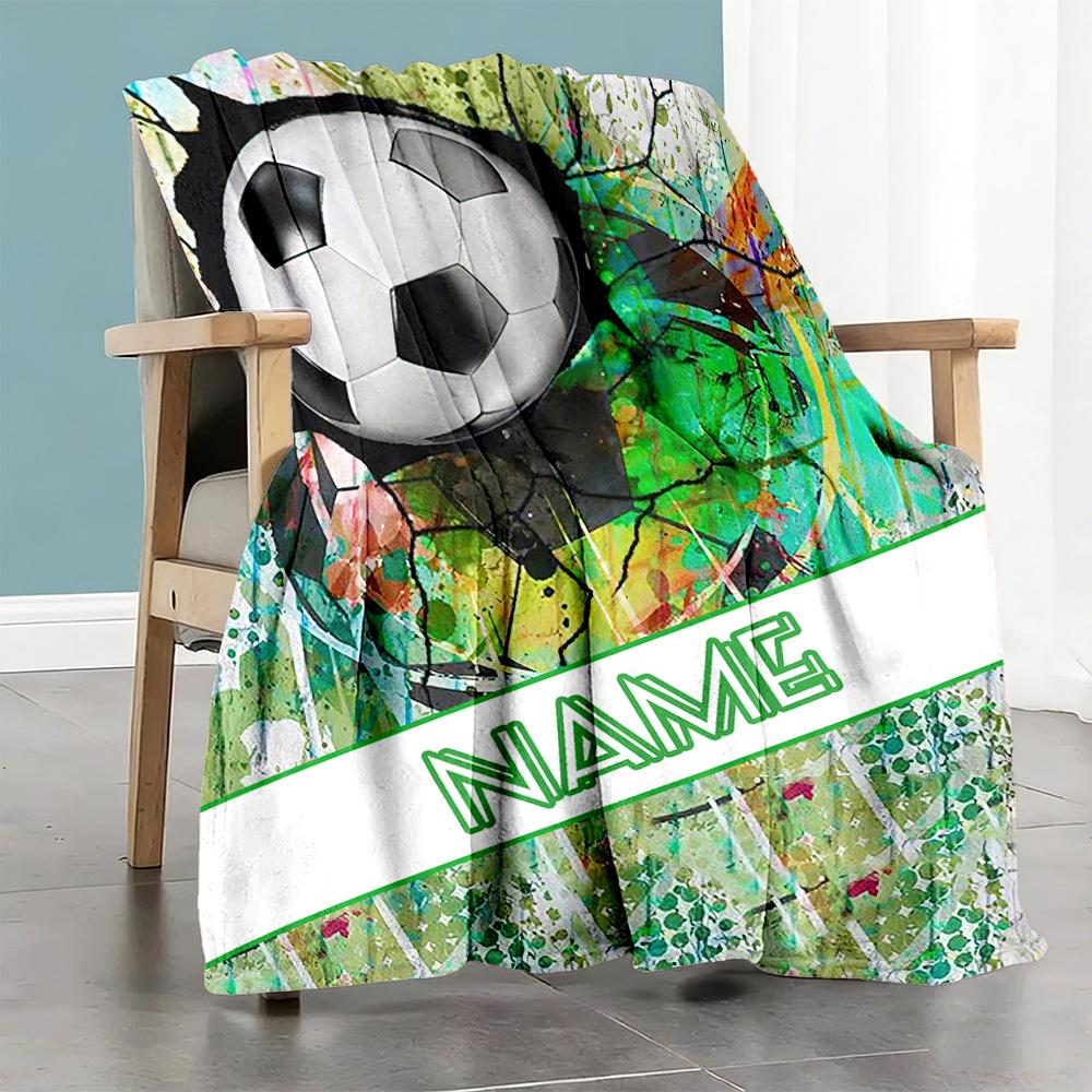 Football Style Customize Text Blanket Throw Customizable Blanket Ultra-Soft Throw For Sofa Bedding Nap Home Decor for All Occasions