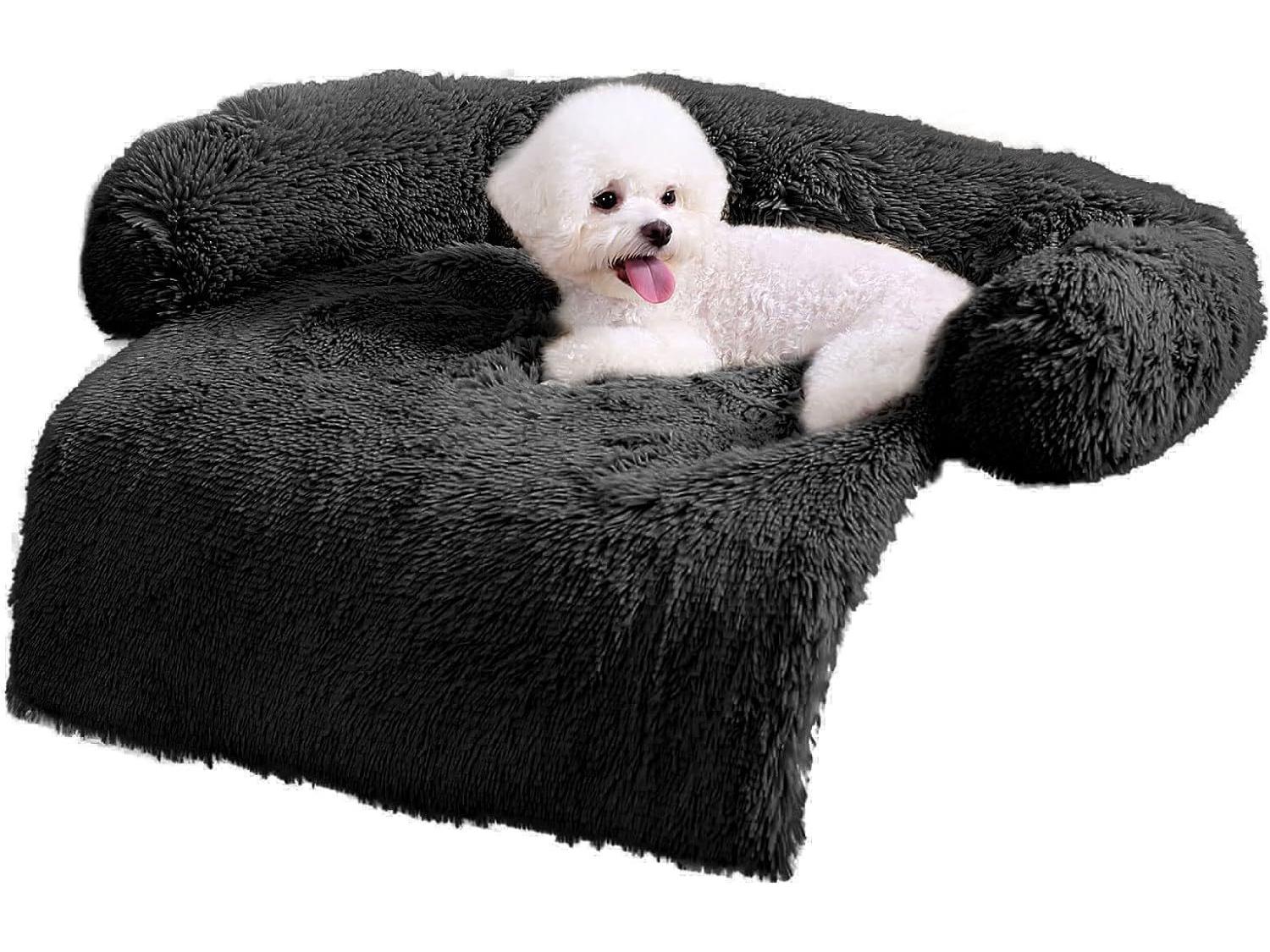 

Багатофункціональний плюшевий диван-ліжко для котів і собак з матрацом і пледом для домашніх тварин S: 62*62*13 cm