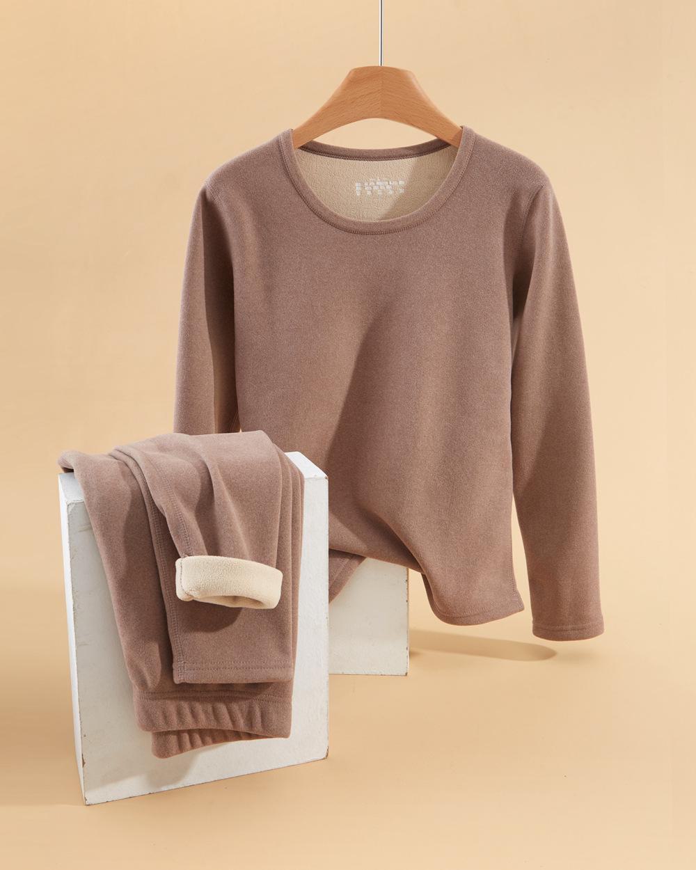 

Женский термокомплект из шерсти альпаки, состоящий из двух предметов: Пуловер и брюки с круглым вырезом на бархатной подкладке для осени и зимы XL (100-120) хаки