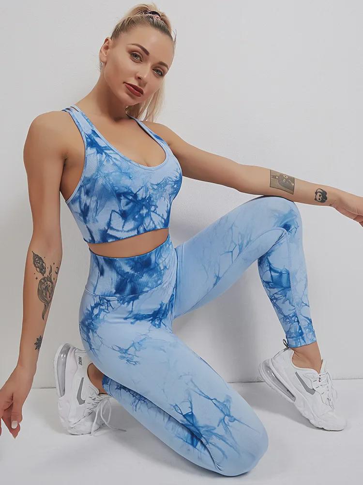 Women's Seamless Tie-Dye Yoga Set: High-Waist Hip-Lifting Pants and Sports Vest