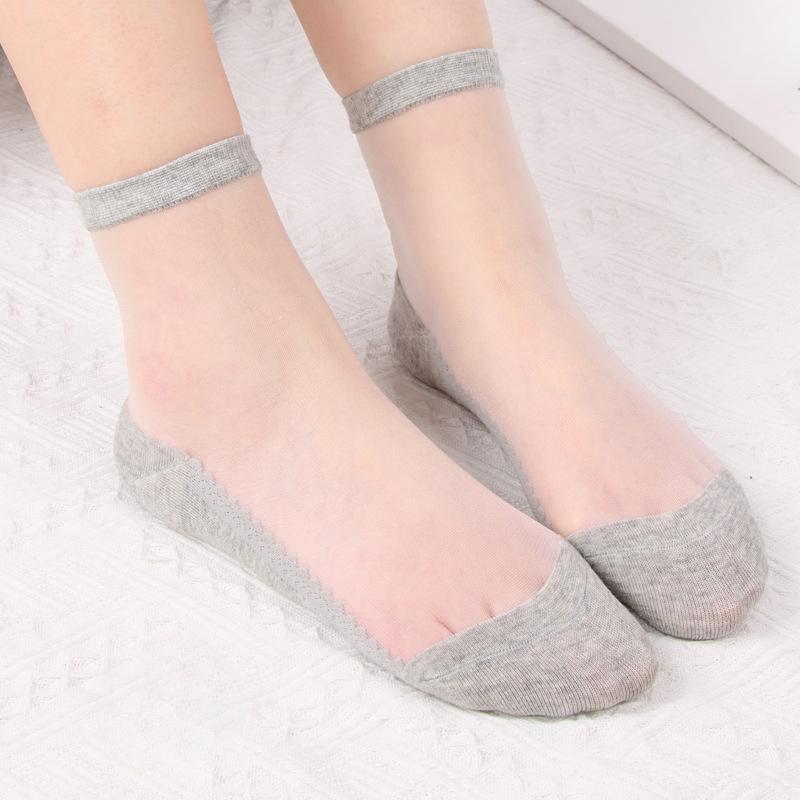 Female Summer New Pure Color Simple Breathable Crystal Stockings