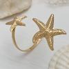 Hot Sale Ocean Vacation Style Starfish Flower Cuff Bangle for Women Minimalism Spiral Arm Open Bracelet Charm Party Zircon Gift