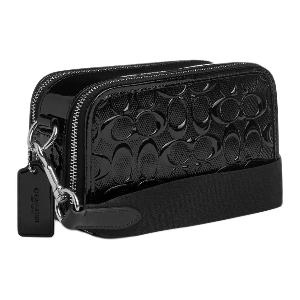Coach Wyatt 19 Zipper Closure Detachable Shoulder Strap Patent Leather Crossbody Bag Small Women Bags Black CV420-SVBK