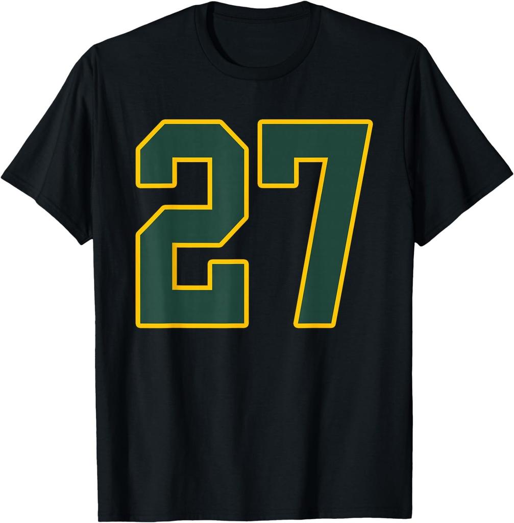 Green and Gold Number 27 Jersey Shirt T-Shirt