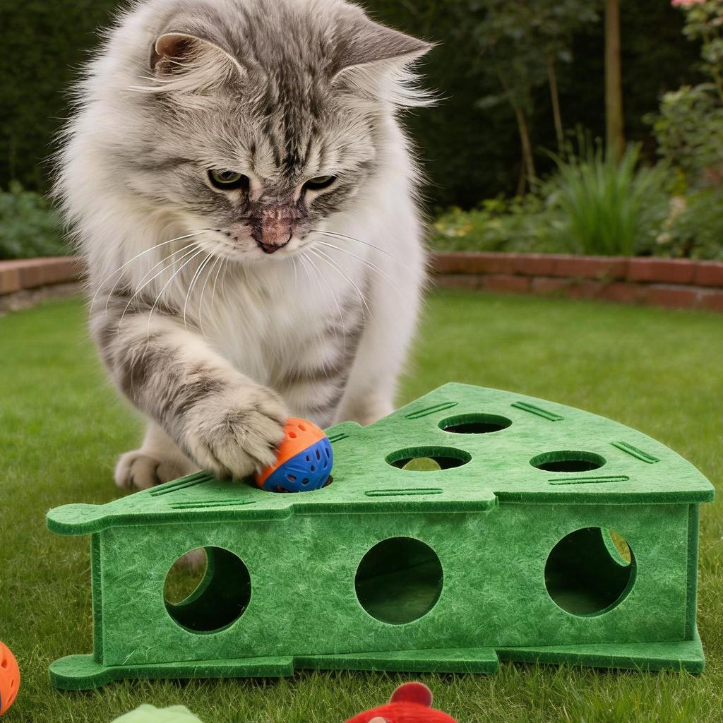 Cat Scratch Puzzle Enrichment Box Felt Scratching Fun Interactive Pet Accessory With Bell Balls Cat Enrichment Toys For Play