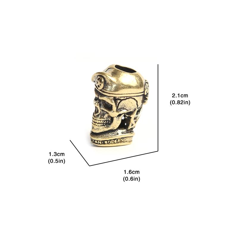 Brass EDC Five-pointed Star Hat Russian Skull Soldier Knife Beads Lanyard Pendants Jewelry Metal Copper Paracord DIY Accessories