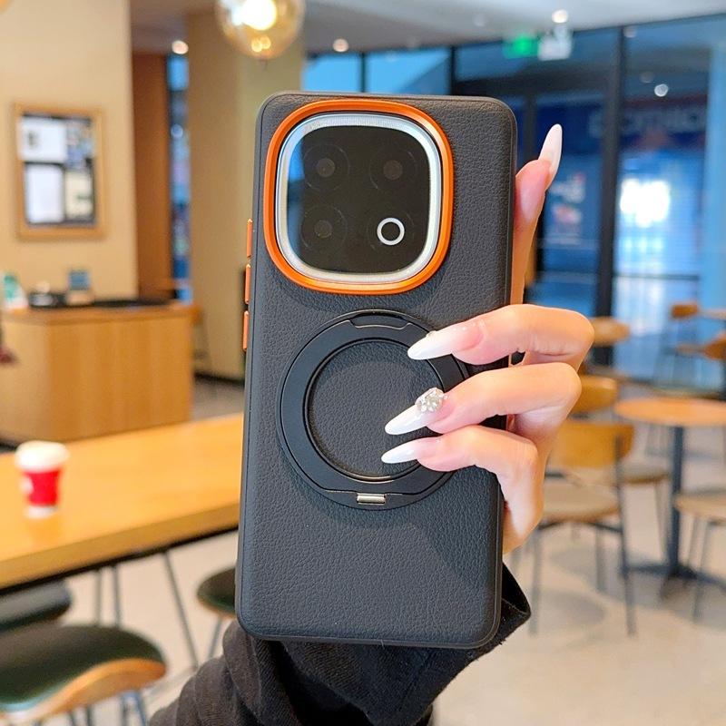 Applicable To iQOO13 Mobile Phone Case with Bracket 360 ° Rotating Iqoo13 Gold Armor Leather Protective Case Iqoo13 Hard