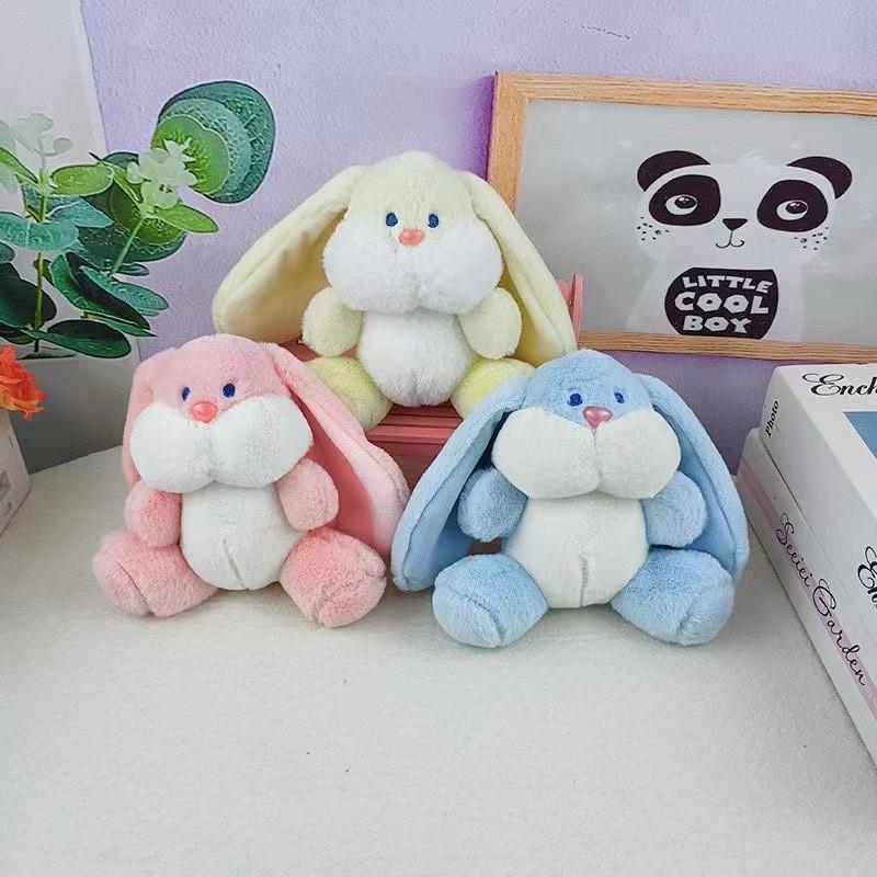 Adorable Plush Bunny Keychain Soft Cartoon Rabbit Bag Charm Doll With Pp Cotton Filling