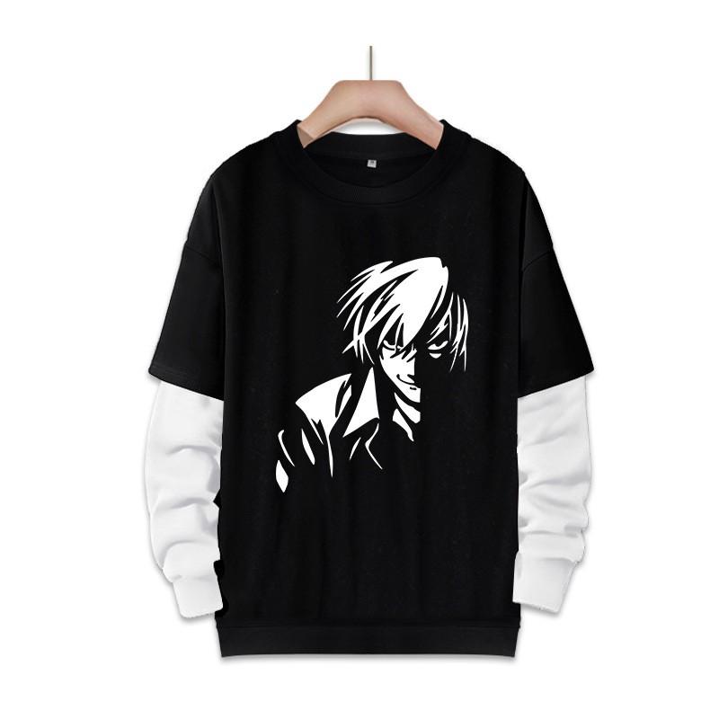 Stampa Anime Death Note Nero/Grigio S-3XL Casual Manica Lunga