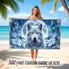 Wolf Theme Beach Towel Personalized Custom Name & Text Soft Quick Dry Beach Towel for Swimming Travel