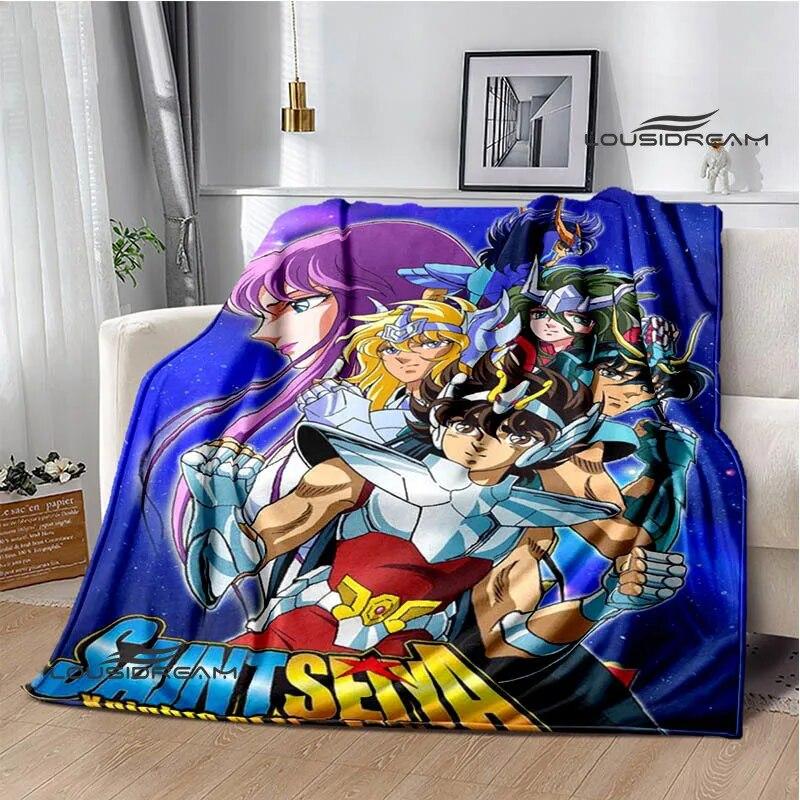 Knights of the Zodiac Cartoon Printed Blanket Flannel Warm Blanket Soft and Comfortable Blanket Bed Linings Birthday Gift