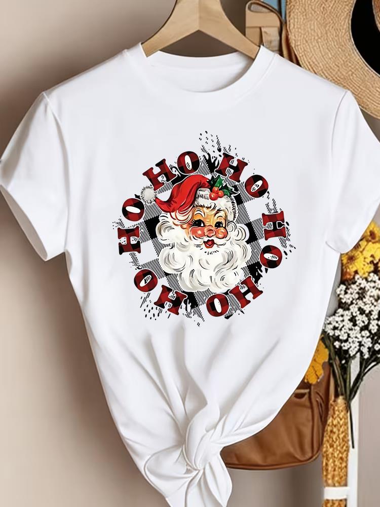(Asian Size)tree sweet New Year Clothing T Shirt Women Fashion Christmas Festival Tee Top Print Woman Short Sleeve Graphic T-shirts