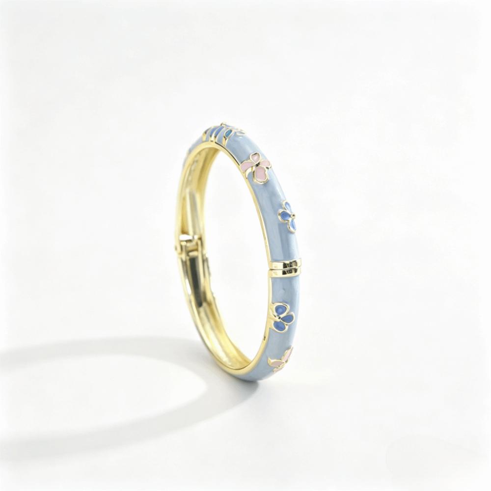 Elegant Design Enamel Bangle Flower Texture Open Clamp Bangle Light Luxury Dropped Glaze  Gifts