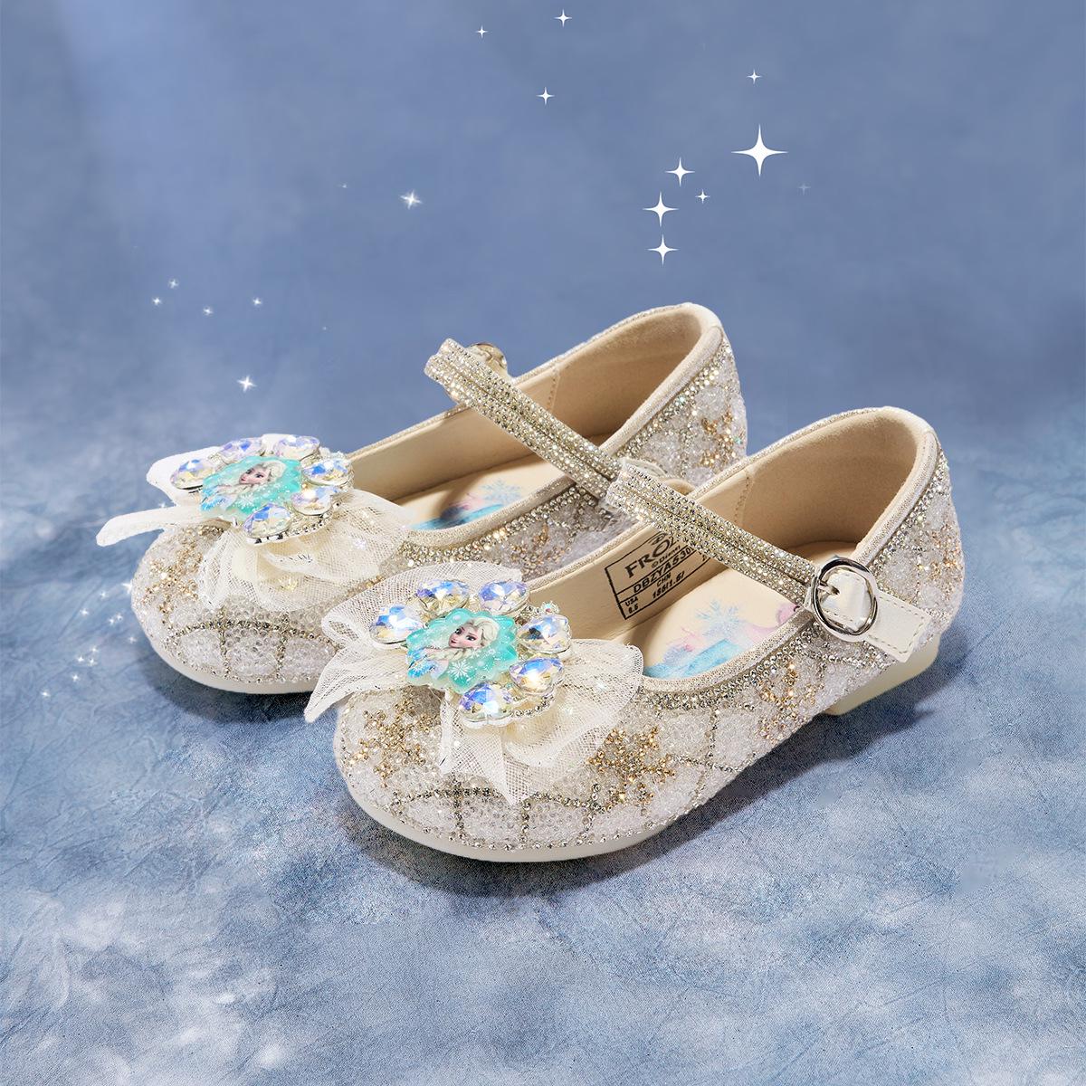 

Дівчачі осінні туфлі принцеси 2025: М яка підошва, шкіра з паєтками та кристалами для маленьких дівчаток 29 бежевий