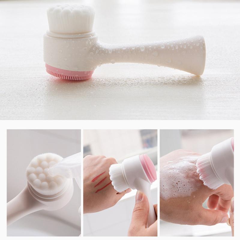 Double-sided Facial Cleansing Brush, Soft-bristled Silicone Facial Cleansing Instrument, Manual Facial Cleansing Pore Cleaner