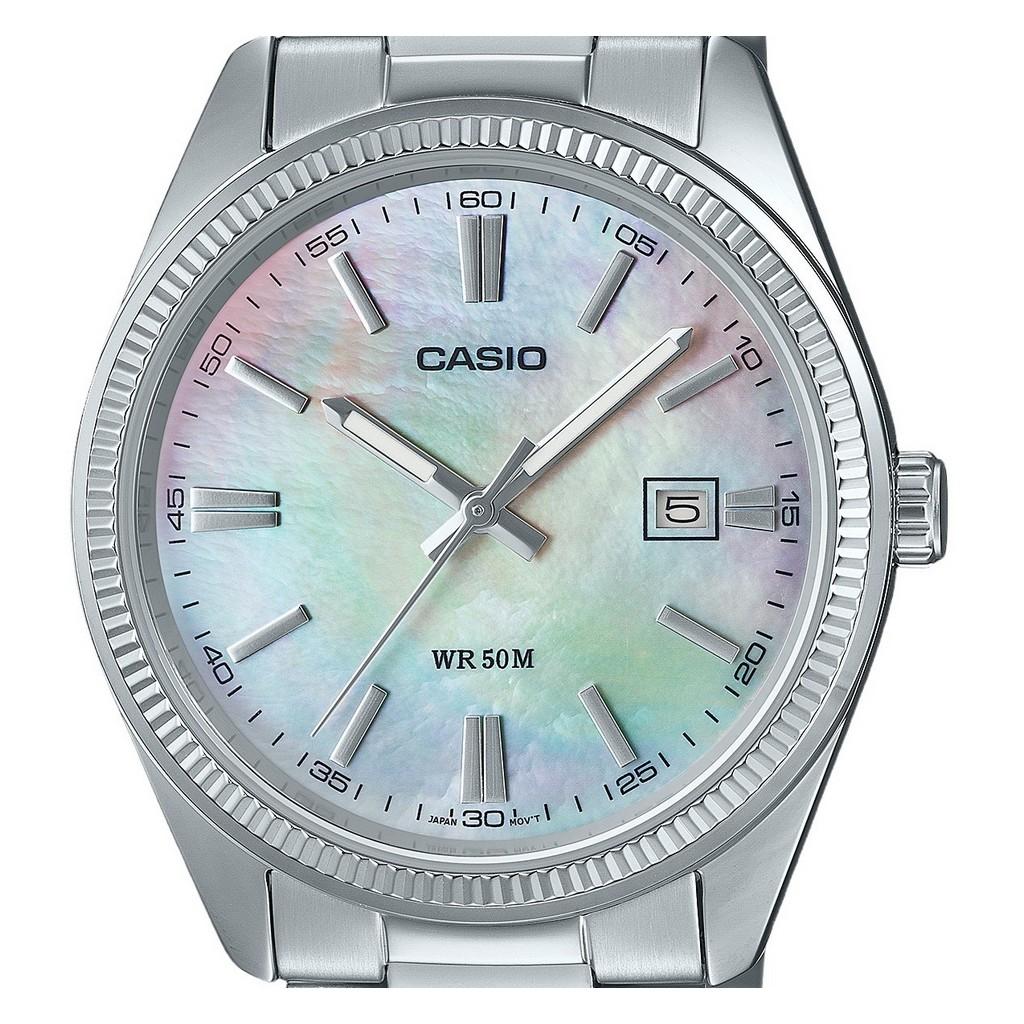 Casio Standard Analog Ion Plated Stainless Steel Mother Of Pearl Quartz MTP-1302DS-7AV Men's Watch