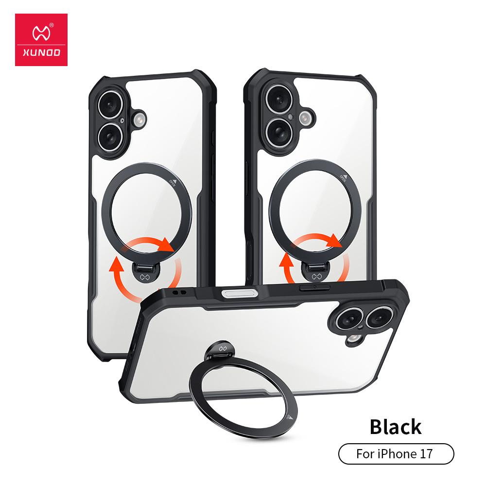 XUNDD For iPhone 17 Pro Max iPhone 17 Air Casing Airbag Shockproof Protective Case Luxury Phone Cover With Rotatable Magnetic Holder Stand