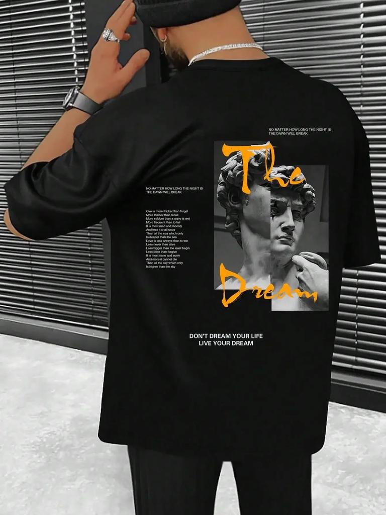 Streetwear Don'T Dream Your Life Live Your Dream Men Clothes Fashion Summer T-Shirts  100% Cotton Loose Tops Breathable Tee